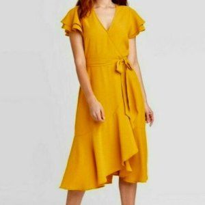 A New Day Mustard Wrap Dress XL